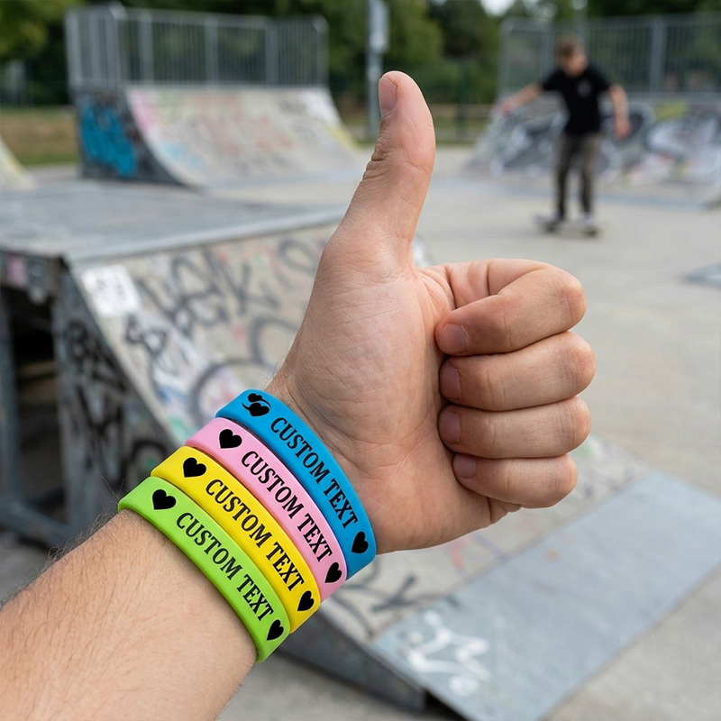 100pcs Custom Silicone Wristbands with Double Patterns, Customizable Text