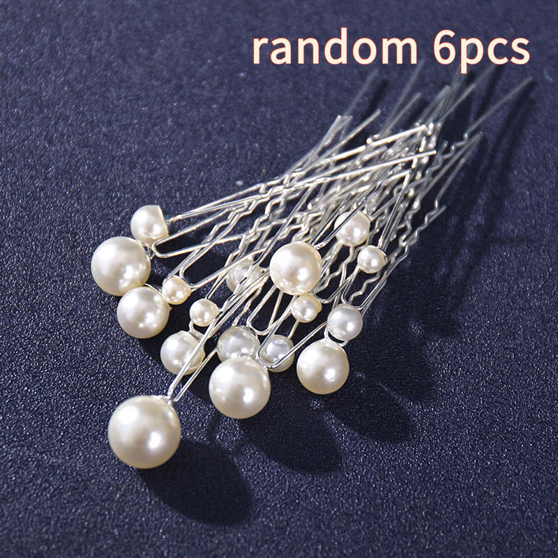 Random Size Pearl Fork Bridal Headpiece with U-Clip