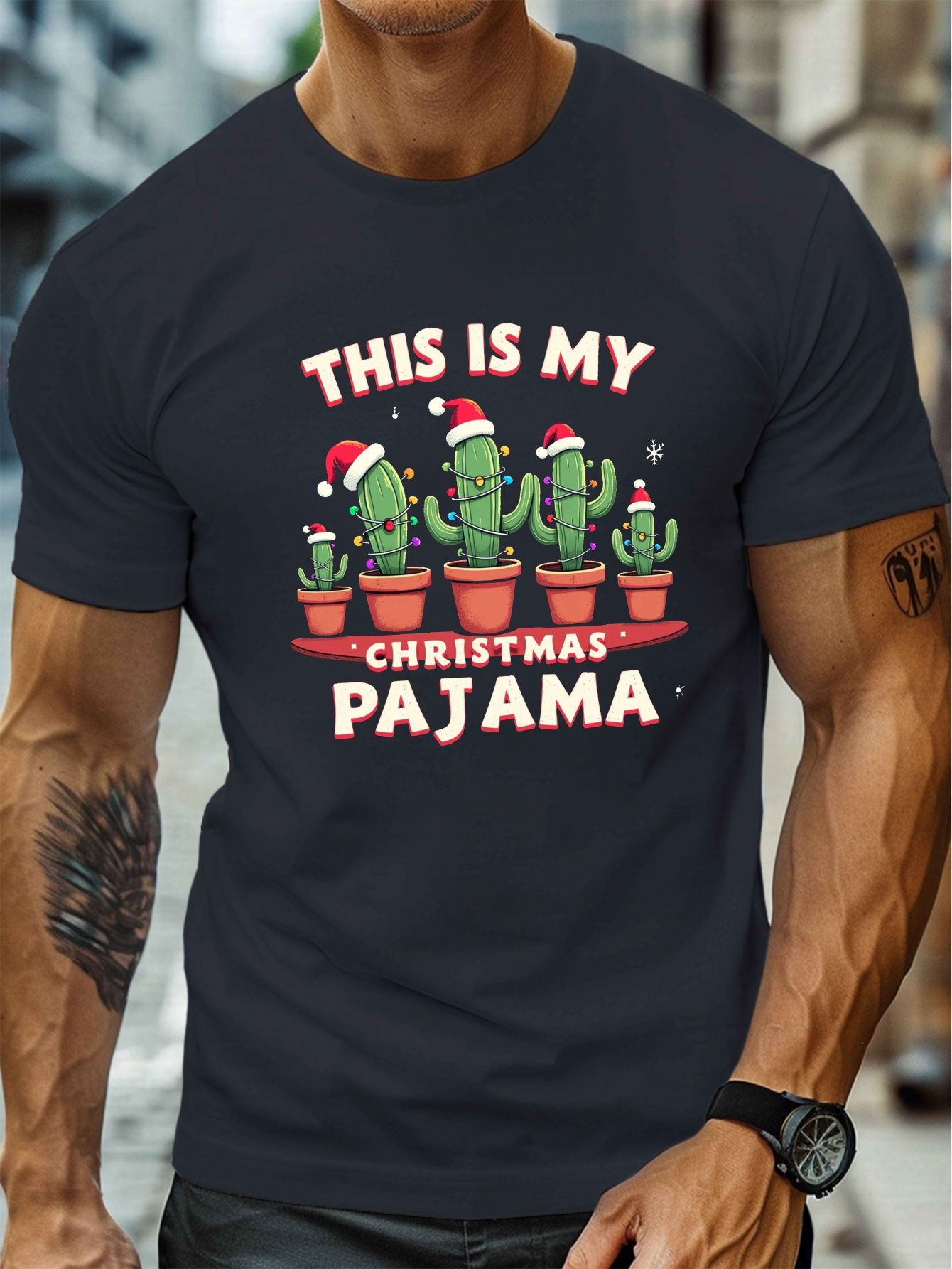 mnner kaktus druck t-shirt - weiches baumwoll, legeres design, runder  halsausschnitt - fr alle jahreszeiten - herrenbekleidung - Temu