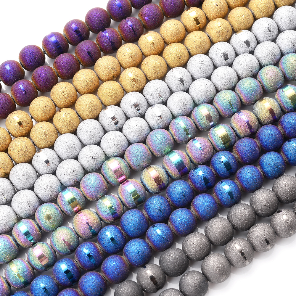 Electroplating Color Natural Stone Loose Spacer Beads