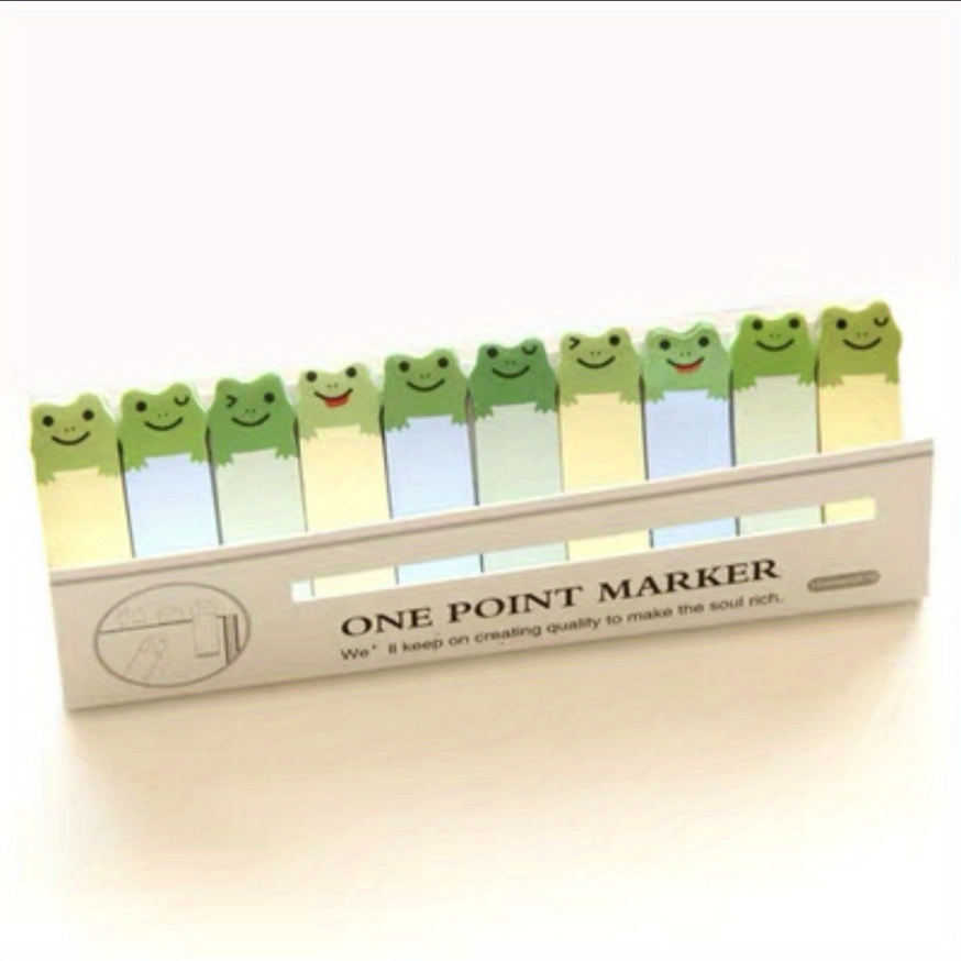 Cute Cartoon Frog Sticky Notes, Long Strip Memo Pads, 150 Sheets Per Book