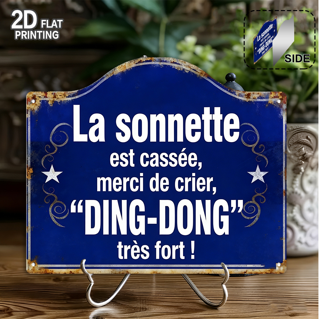 TEMU Plaque murale 2D plate, 1pc FORJN Sonnette - en français - Plaque de porte avec lettrage français, pour , la décoration du salon, cadeaux de