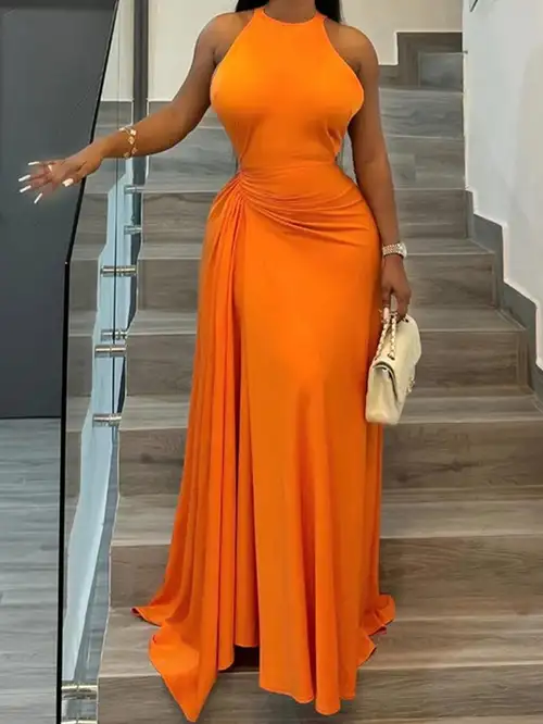 woman orange dress sold on Temu United States woman orange dress sold on Temu United States