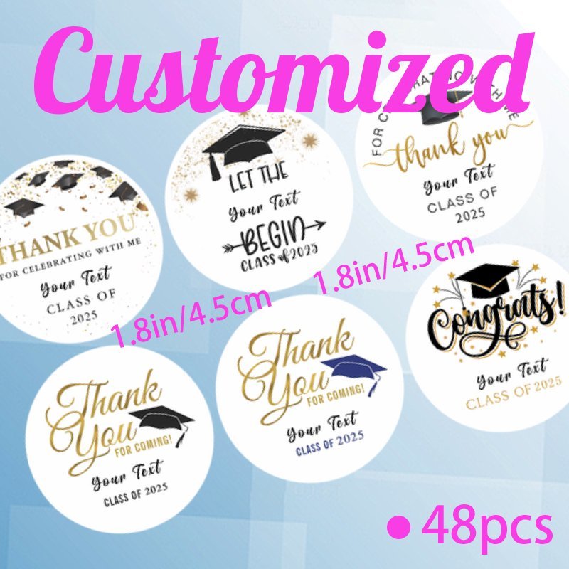 Personalized 24 Pcs Photo Graduation Chip Bag Stickers Snack Pouch Label With Name For Class Of 2025 High School College Grad Party Favor