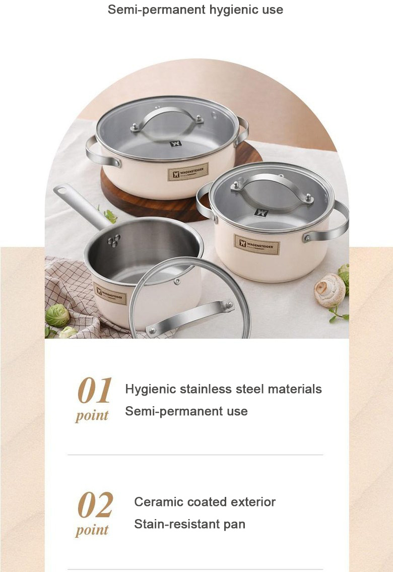 3pcs   stainless steel cookware set ceramic finish saucepan hot pot soup pot thickened composite base versatile for induction electric stove   decor details 1