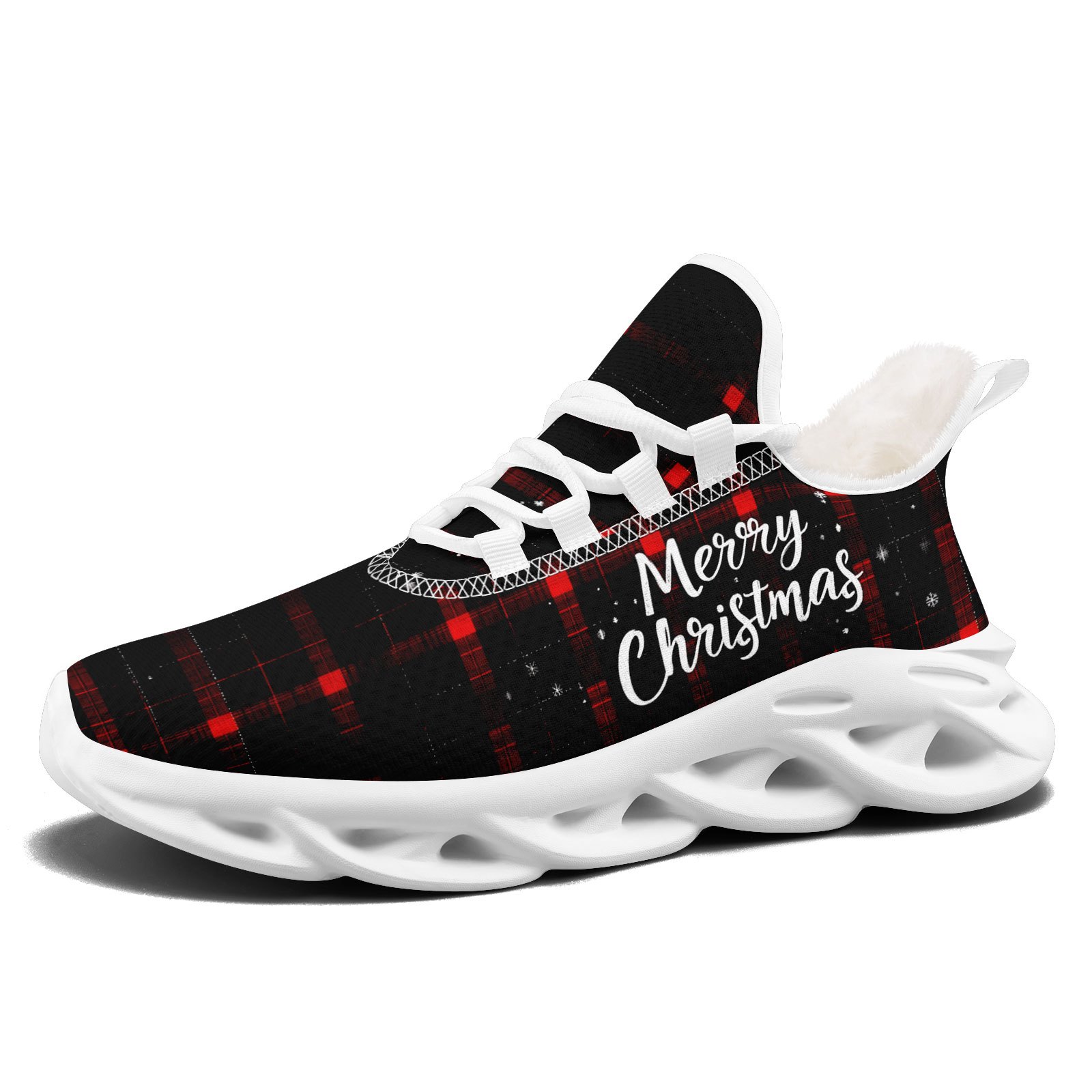Men's Winter Warm Sneakers with Chunky Sole, Plaid Print