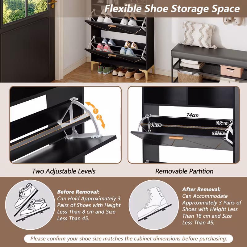 modern white black shoe cabinet hallway storage 4 door freestanding entryway organizer with 2 semi open shelves metal legs space saving 80x25x117cm 31 5 x9 84 x46 heavy duty non wood cabinet for living room wardrobe 8