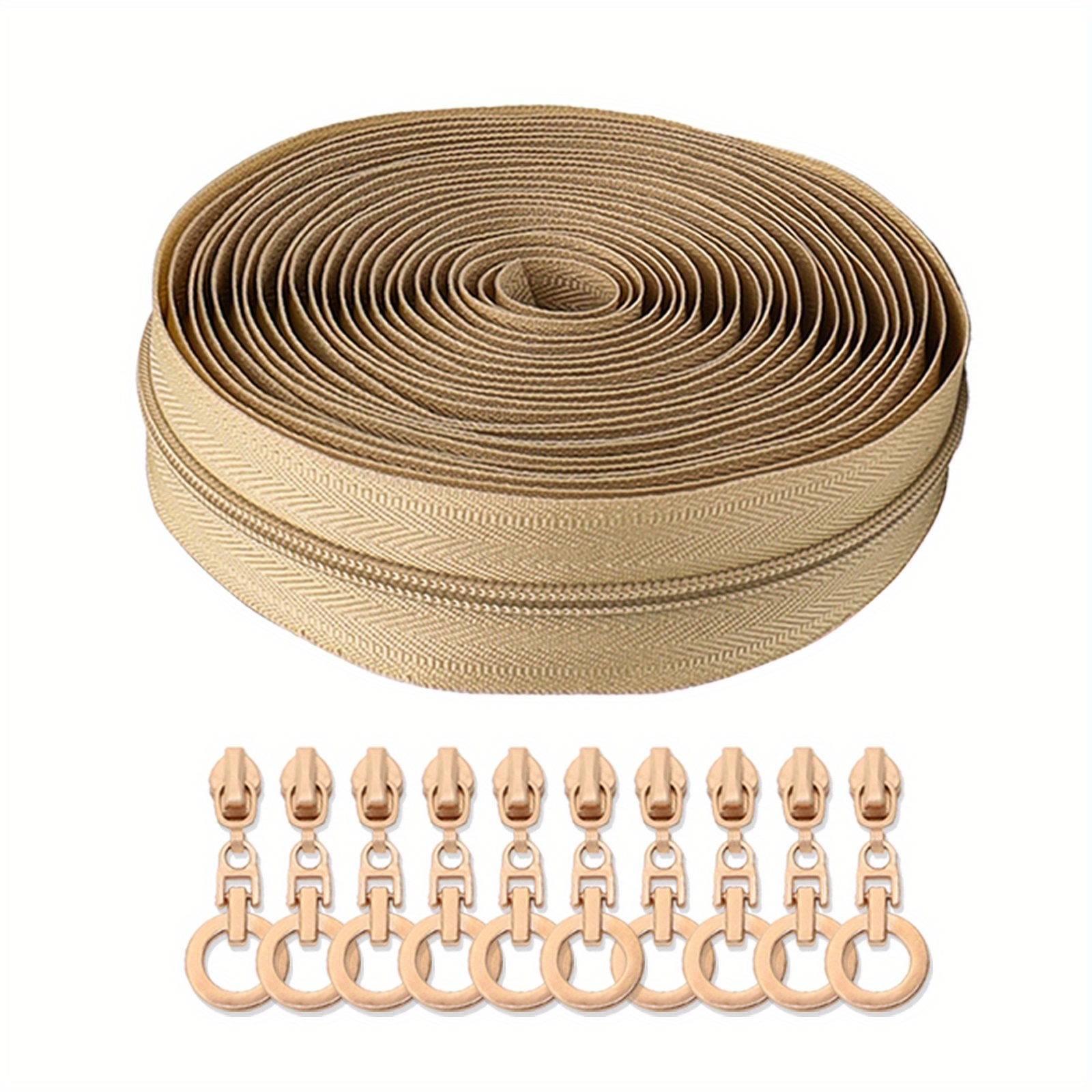 TEMU 1 Set, (177 Inches/ 450cm) Nylon Zipper With 10 Circular Zipper Sliders, Suitable For Replacing Zippers In Home Sewing, Handcraft Diy Projects,