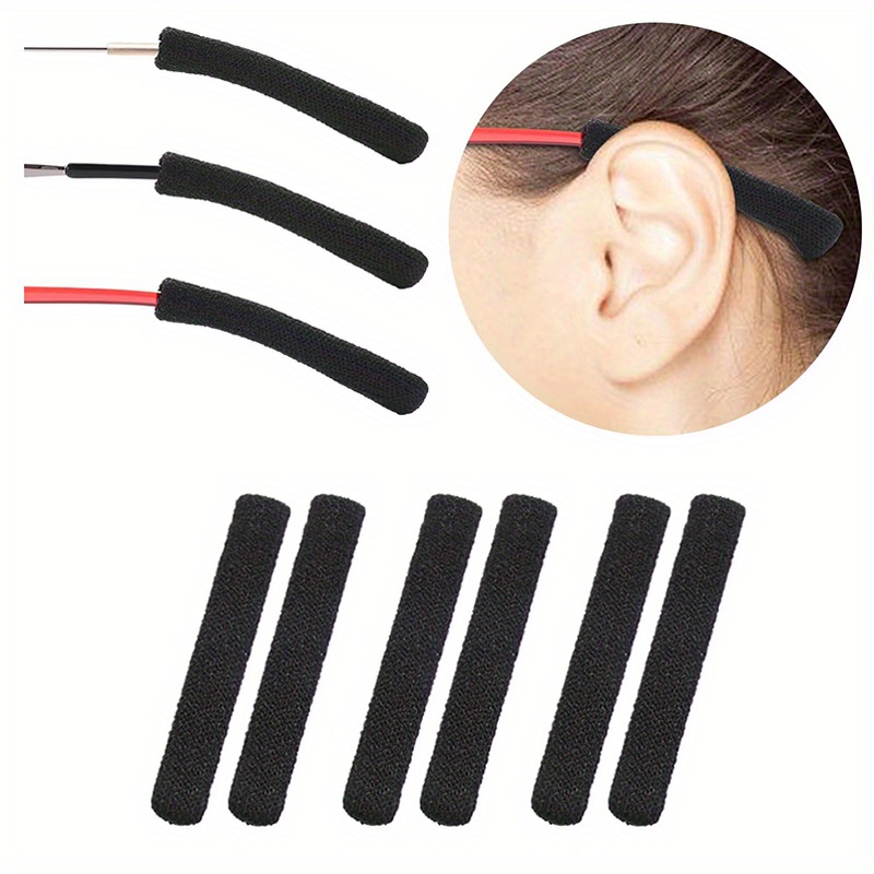 Non-slip Elastic and Comfortable Eyeglass Temple Tips, Soft and Skin-friendly Eyeglass Ear Pads, Micro-  Fabric Eyeglass Ear Clips, Knitted Eyeglass Arm Pads. Only  -slip Temple Tips Are Sold; Eyeglasses Are Not Included