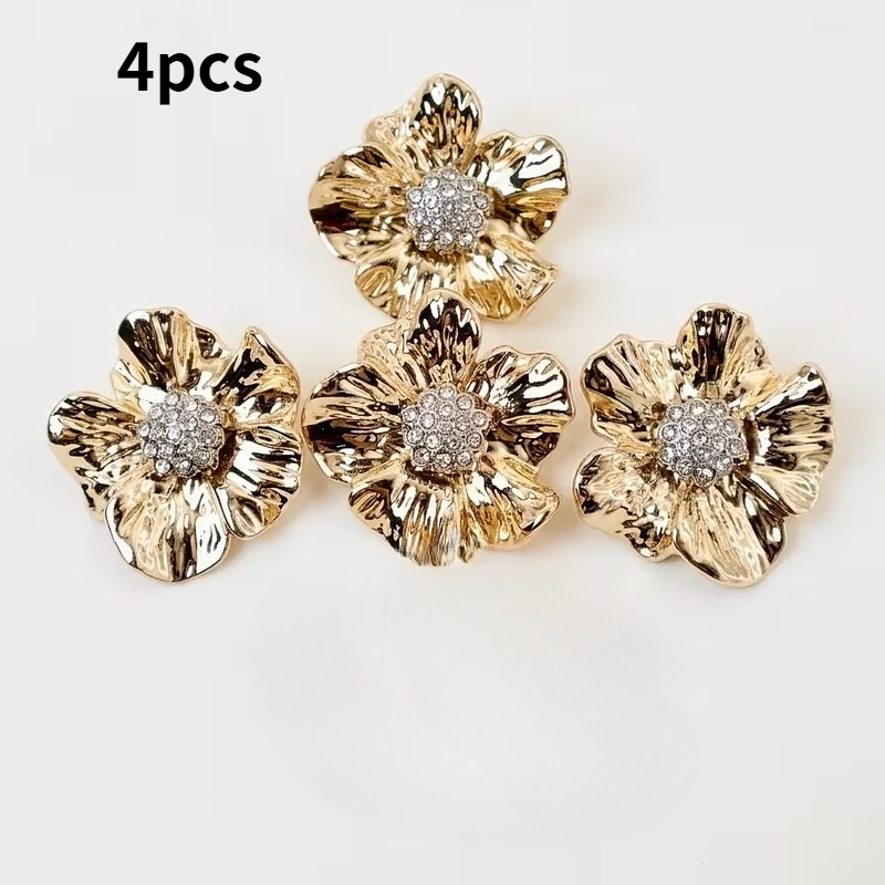 TEMU 4 Exquisite Rhinestone Decorative Buttons With Rhinestones Inlaid In , Suitable For Diy Sewing Of Outerwear And Dresses, Suitable For Garment