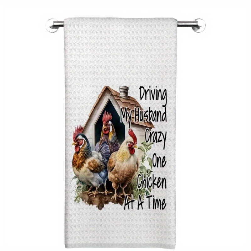 

1pc Polyester Towel, 18x26 , & Hen , Super Dish Towel For Cooking & , , Decor, 's Day