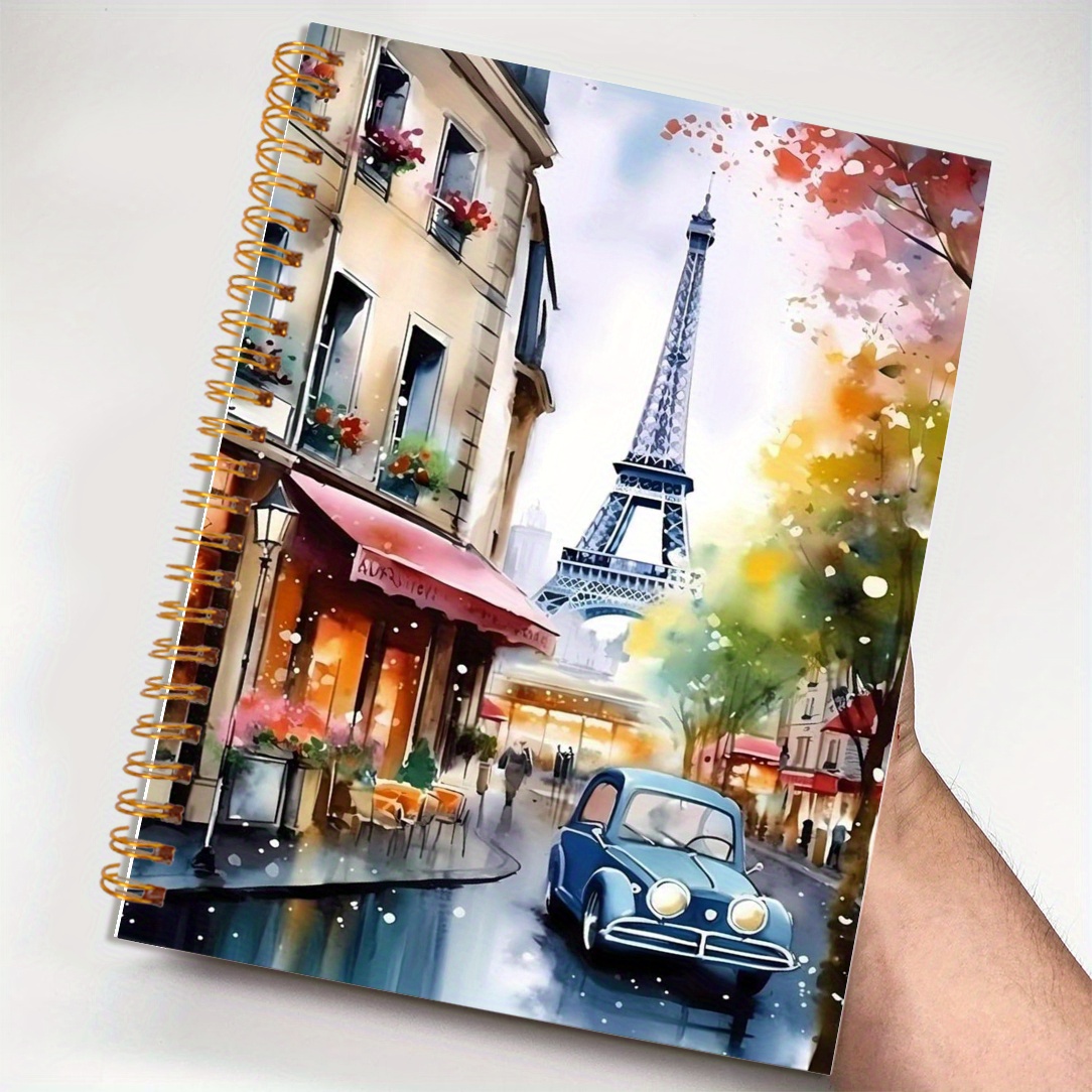 

1pc Parisian Charm Spiral Notebook, 50 Pages, Ideal For , Journaling, Office Stationery, School Supplies, Birthday, Christmas Gift - 5.5x8.3in