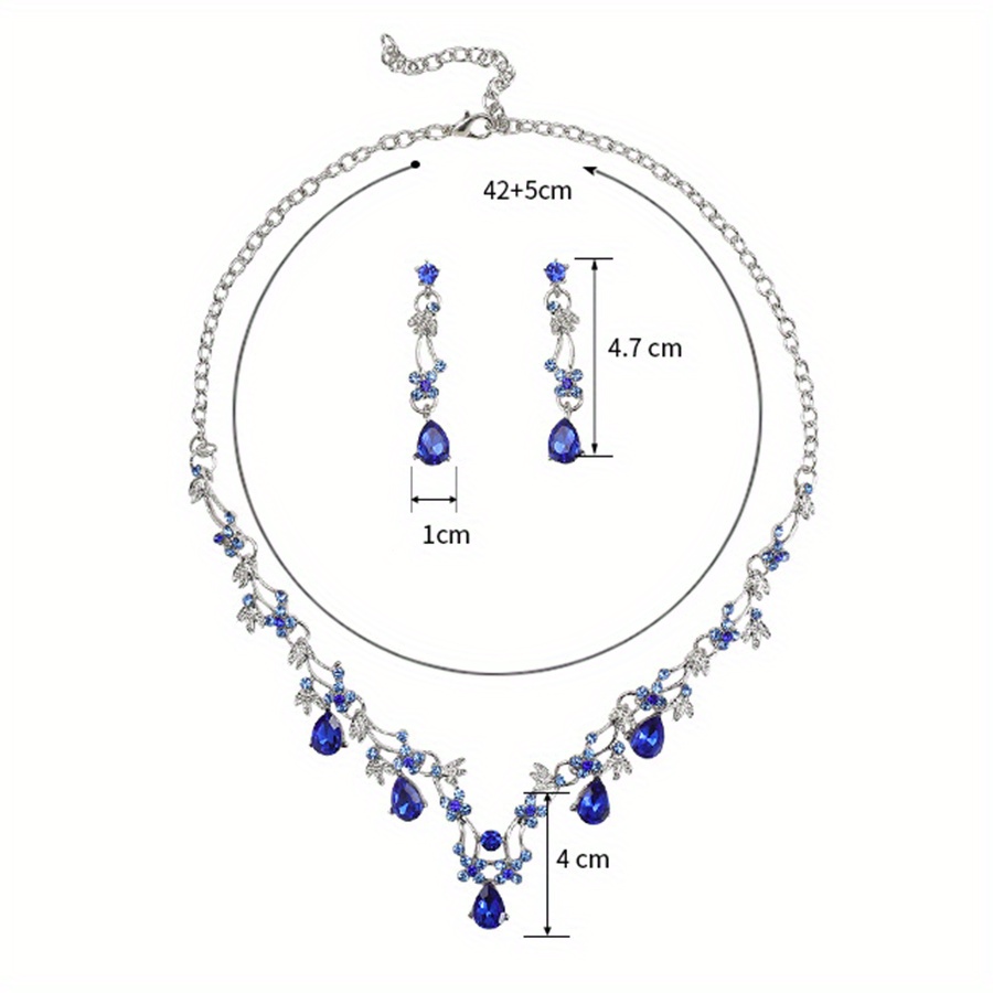 3pcs Fashion Luxurious Artificial Rhinestones Water Drop Clover Flower Earrings Necklace Set for Sweet Elegant Party Jewelry, High-end Bridal Wedding Accessories, Unique Girlfriend Gifts, for Teenager