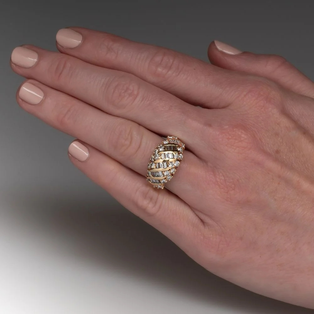 Trendy Luxury Golden Color Ring with Shiny Synthetic White Zirconia