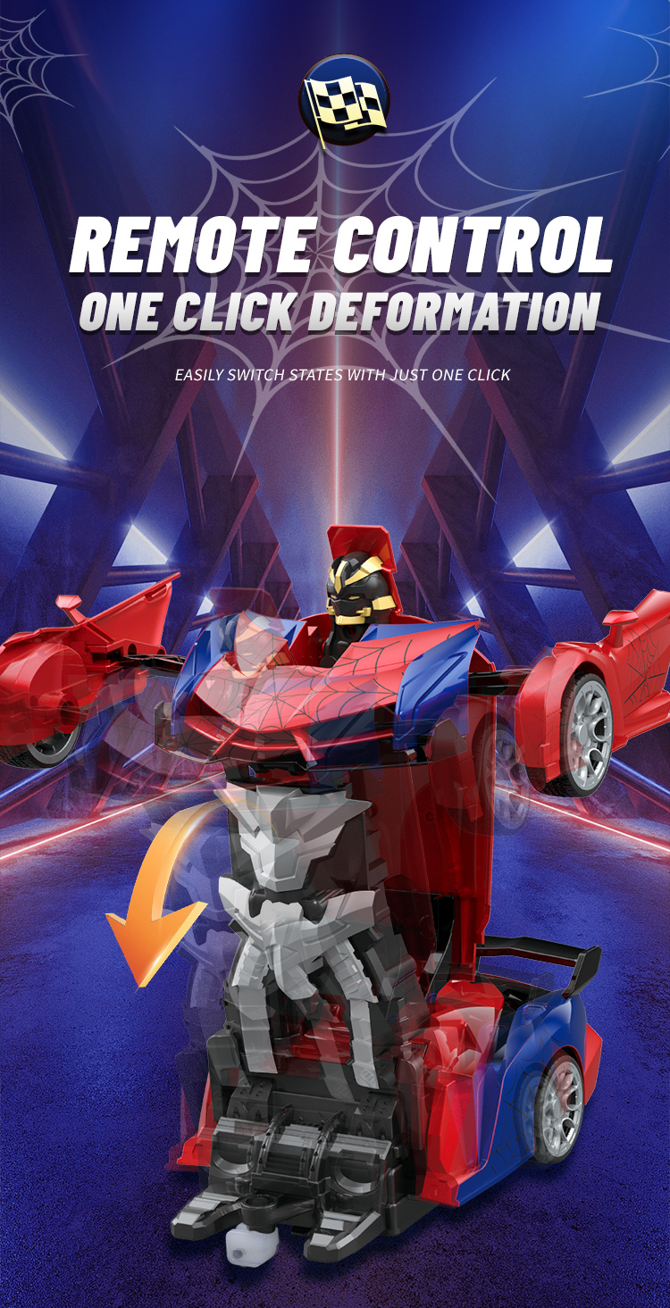 Transformer RC Car, One Key Transform 360° Rotation, 2.4Ghz RC Car 1:18 Ratio Transforming Robot, 2pcs Rechargeable Batteries, One Key Transform 360° Car Toys, For 3-12 Years Old Boys, Birthday Gift