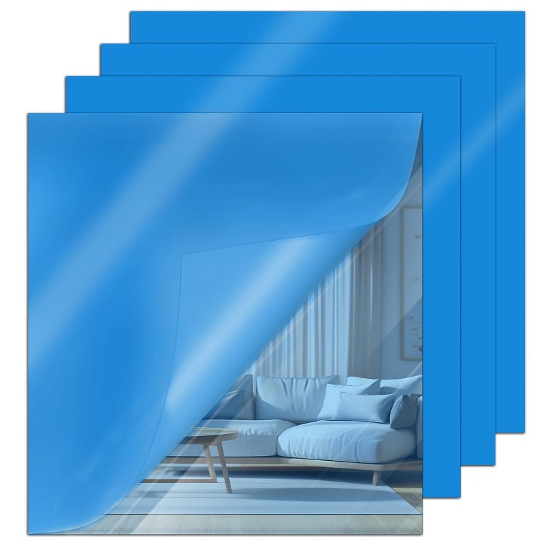 imagen del artículo 4 piezas de láminas acrílicas de espejo   de 11.8 x 11.8 x 1/8 de   | panel de tablero láser de espejo reflectante de seguridad para uso doméstico y comercial, manualidades diy, decoración de pared