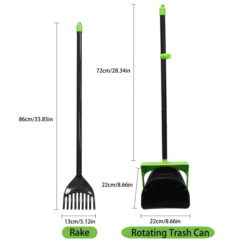 TEMU Portable Non-breakable Dog Pooper Scooper Swivel Bin & Rake Kit With Swivel Bin Base & Rake - Easy-clean Waste Disposal System Suitable For
