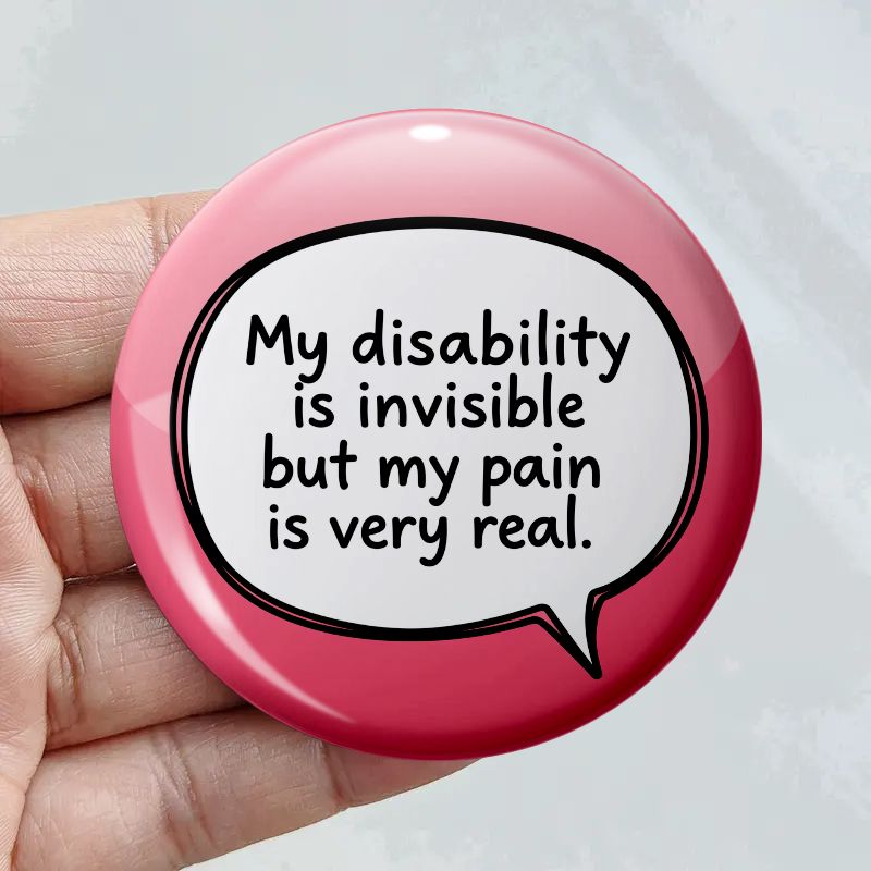 TEMU 1pc 5.8cm Badge Brooch, My Disability Is Invisible But Speech Bubble Print, For Jeans, Clothes, Backpacks, Hats, Collection, Ideal Gift For