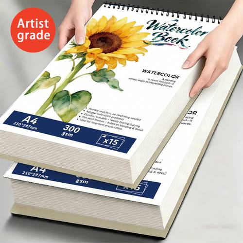 watercolor pad sunflower cover a4 size 210x297mm 300 gsm 15 sheets rough paper acid free for botanical painting still life projects ideal for hobby painters plant lovers hardcover