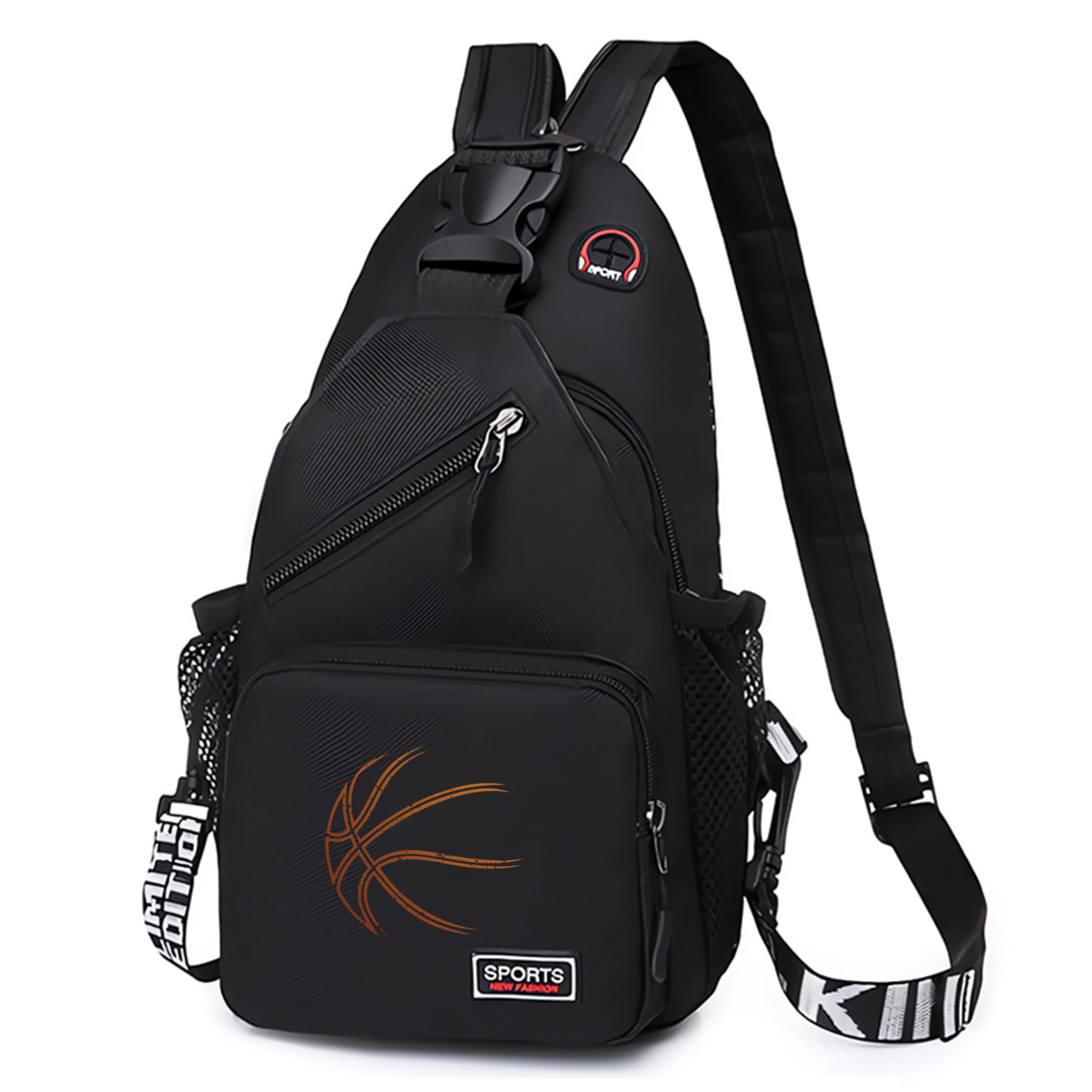 TEMU 1pc Basketball Printed Sports Bag, Versatile Large-capacity Crossbody Bag, Casual Outdoor Sports Chest Bag, Suitable For Outdoor Travel And Work