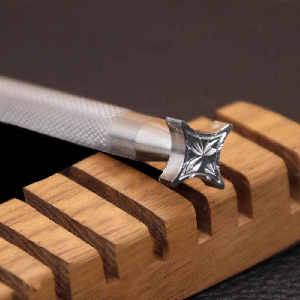 TEMU Outil de gaufrage pour cuir, boîte , tampon géométrique à motif de blé, outil de sculpture pour maroquinerie