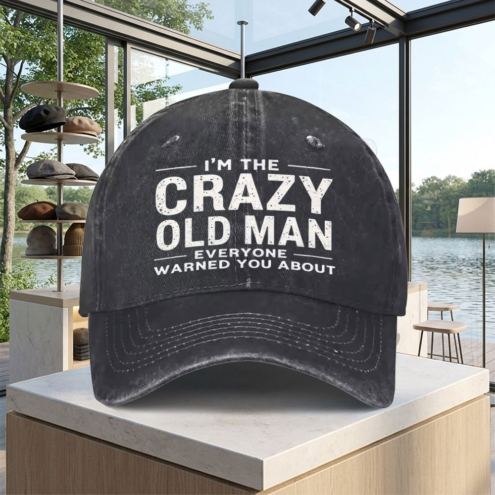 TEMU Unisex Crazy Old For Man Vintage Logo Baseball Cap, Running Hat, Sun Hat Suitable For Golf, Driving, Fishing, Outdoor Sports