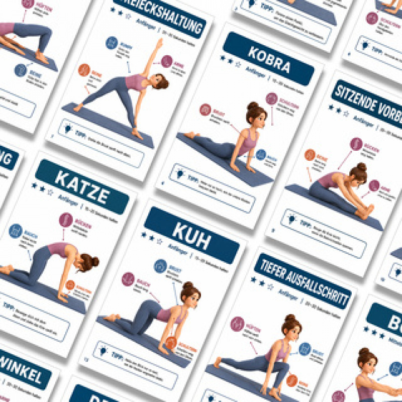 TEMU 20pcs German Yoga Exercise Flash Cards, Yoga Flash Cards With Guide, Difficulty Stars& Tips, Beginner Stretching Workout Deck For Women, Home
