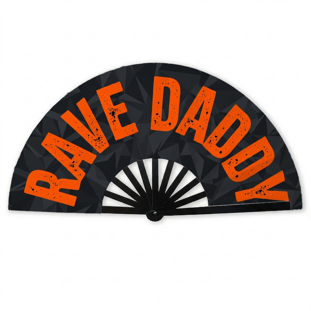 TEMU 1pc 1- "rave Daddy" Folding Fan - Minimalist Lettering Suitable For Parties, Weddings, Birthdays, Dance Performances, Valentine's Gifts,