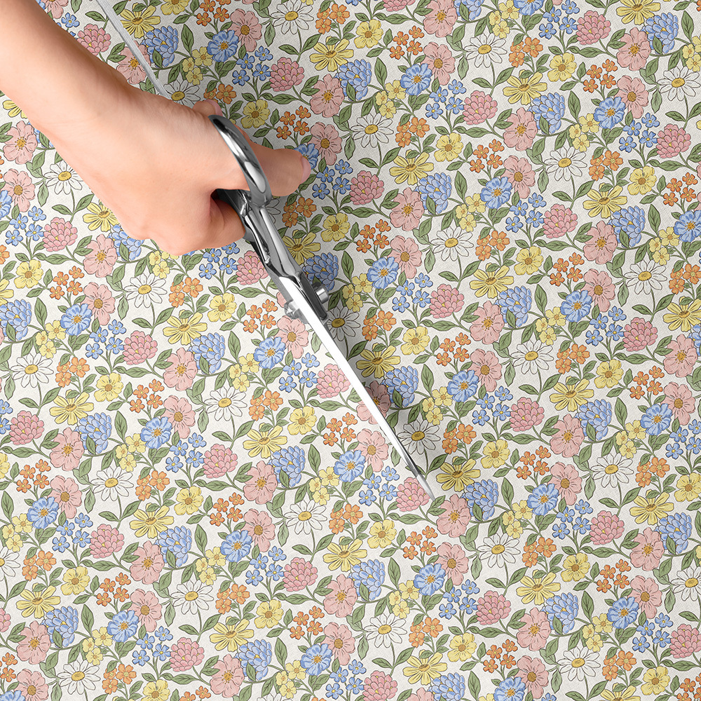 TEMU 1pc Pastel Spring Floral Print Fabric - 59 X 19.68 Inches (150 X 50cm) Pre-cut Polyester Fabric With Cottagecore Ditsy Flower Pattern - Suitable