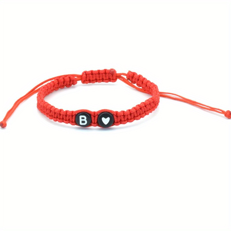 Round Peach Heart Couple Bracelet with 26 Letters