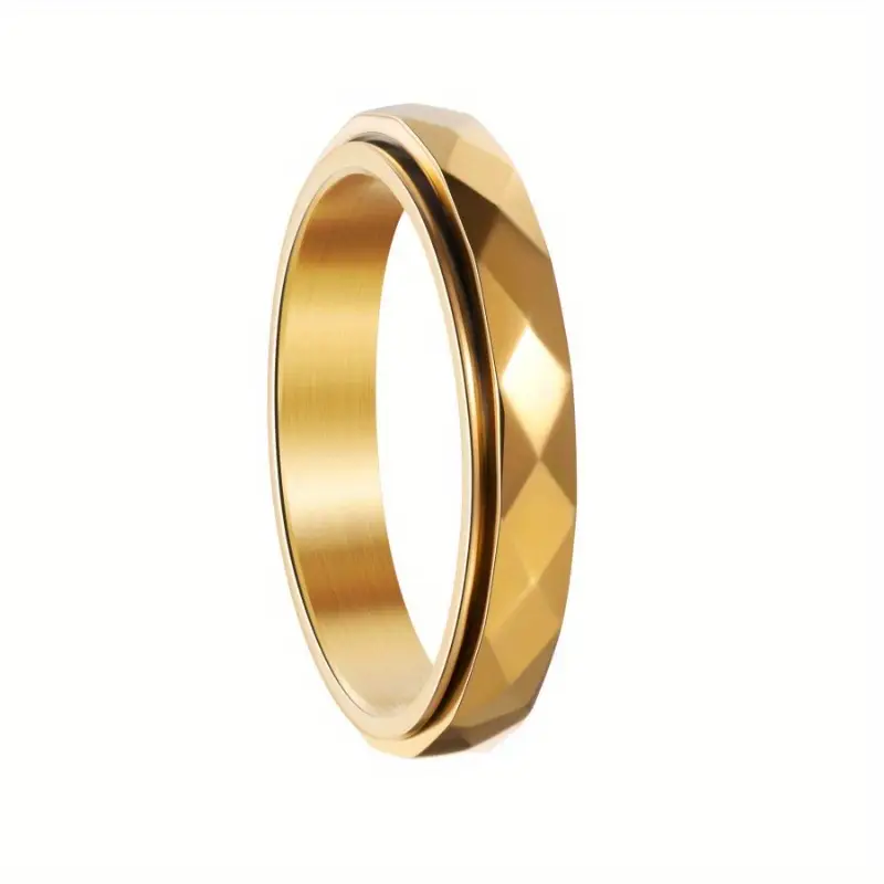 1pc minimalist cut ring 4mm wide stress relief rotating ring with band black accents fade resistant wear resistant ideal for casual attire or gift everyday jewelry modern jewelry durable jewelry Product details 4