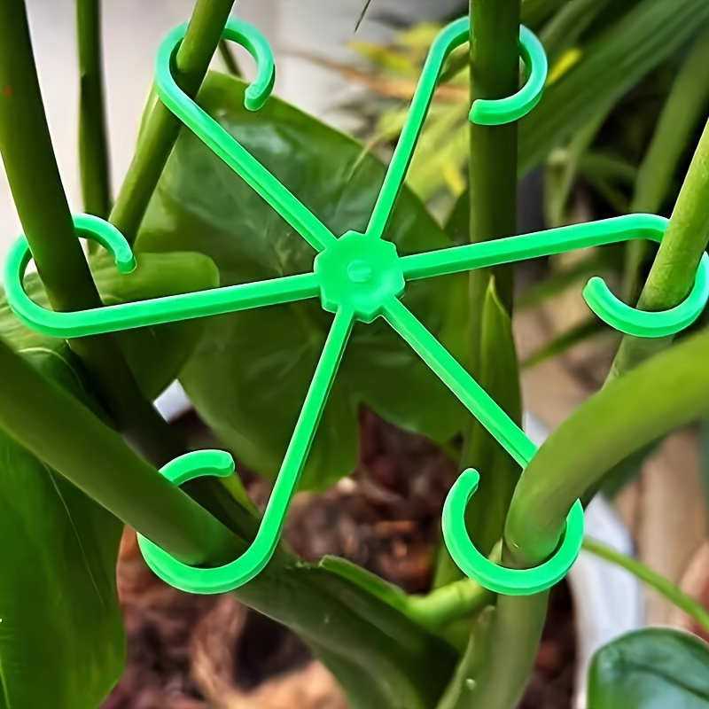 4pcs reusable plant stem support clips 4 sizes adjustable plastic plant stakes with   for indoor climbing vines flowers herbs   upright growth air circulation green plant clips   design durable hooks