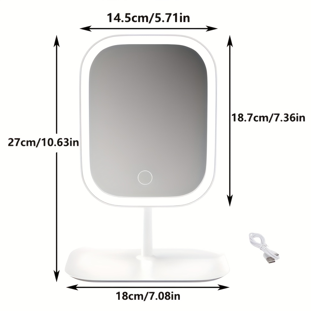 Oglindă Smart cu Iluminare, Lampă Inteligentă de Machiaj pentru Toaletă. Oglindă Cosmetică LED cu Tava de Depozitare și Unghi Reglabil. Luminozitate Reglabilă în 3 Culori, Compactă și Reîncărcabilă, Ideală pentru Dormitor/Birou, Colegiu sau Călătorii - Idee de Cadou Esențială și Prezent de Crăciun