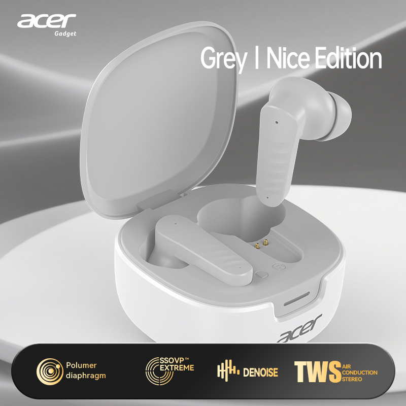 Acer Wireless Earphones In-ear Bluetooth 5.4 Low-latency 3d Surround Sound Effect Type-c Charging Case 20-hour Long Call Noise Isolation Stylish Lightweight Touch Control