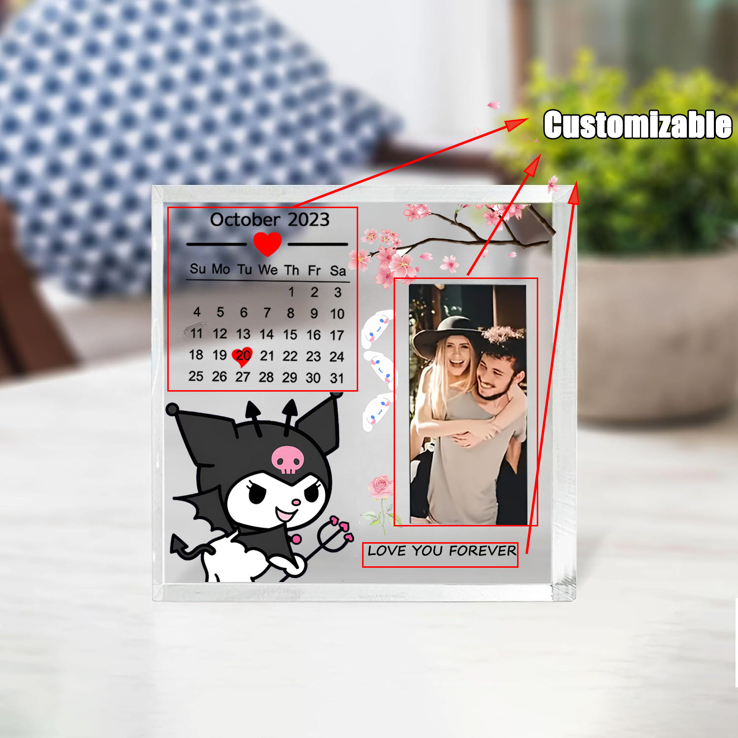 Personalised Wedding Day Calendar Glass Plaque Gift