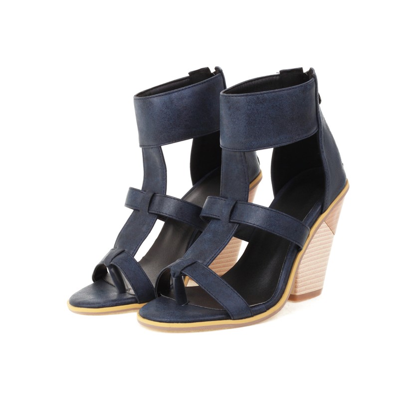 Image of Back Zipper Wedge High Heel Sandals Women Summer Wedge Heel Fashion Dress Sandals For Daily Wear Party Dating Vacation, Women Shoes