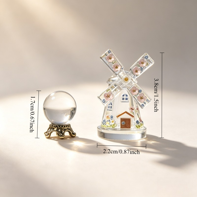 TEMU 1 Set, Windmill Blade With A Single Flower In Random Orientation, Miniature Simulated Windmill Model Ornament. Suitable For Dollhouse, Model