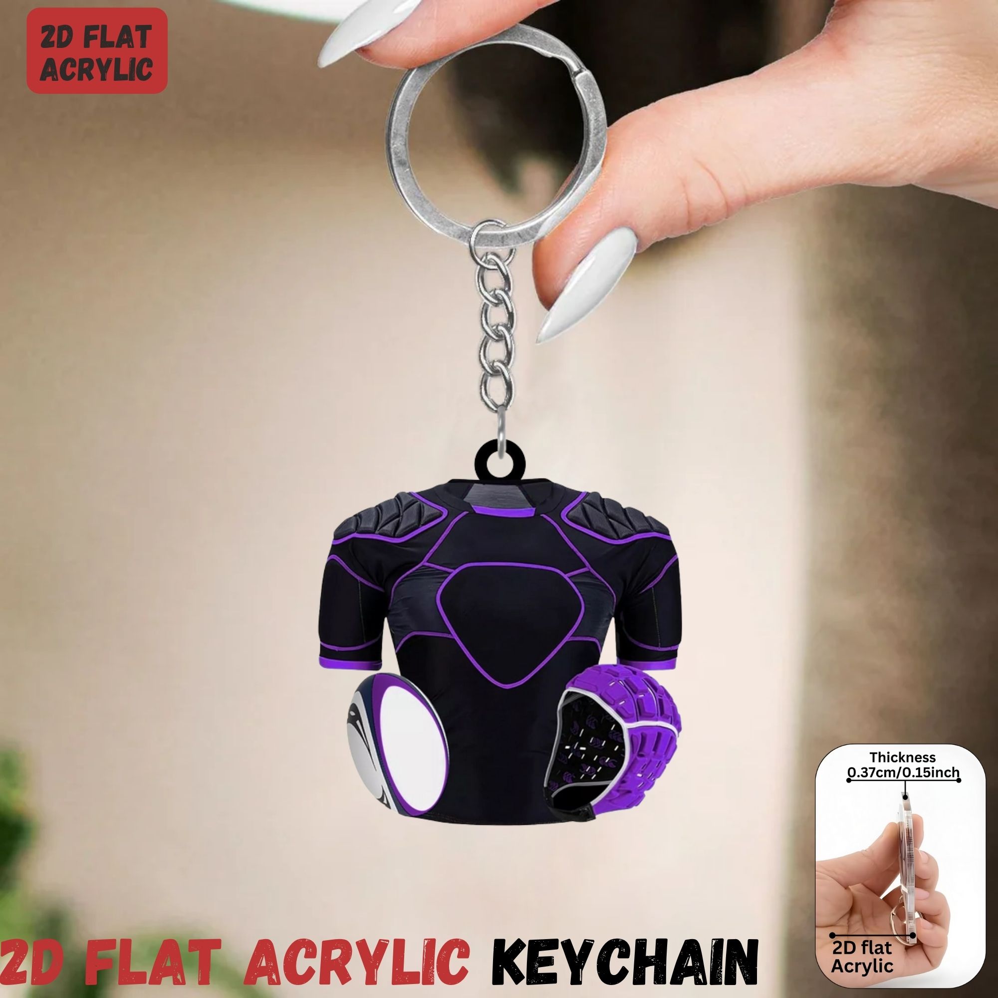 TEMU 2d Flat - 1pc Of Acrylic Keychain Featuring A Players Theme - Designed In A Flat 2d Style With An Iron Key Ring And Chain, Available In Multiple