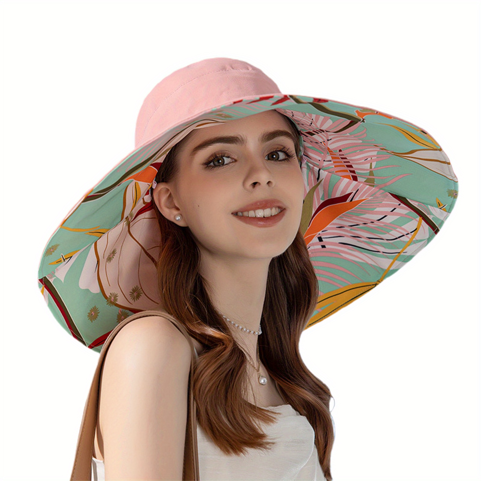 womens upf 50 sun hat reversible floral print wide brim - Temu display picture 3