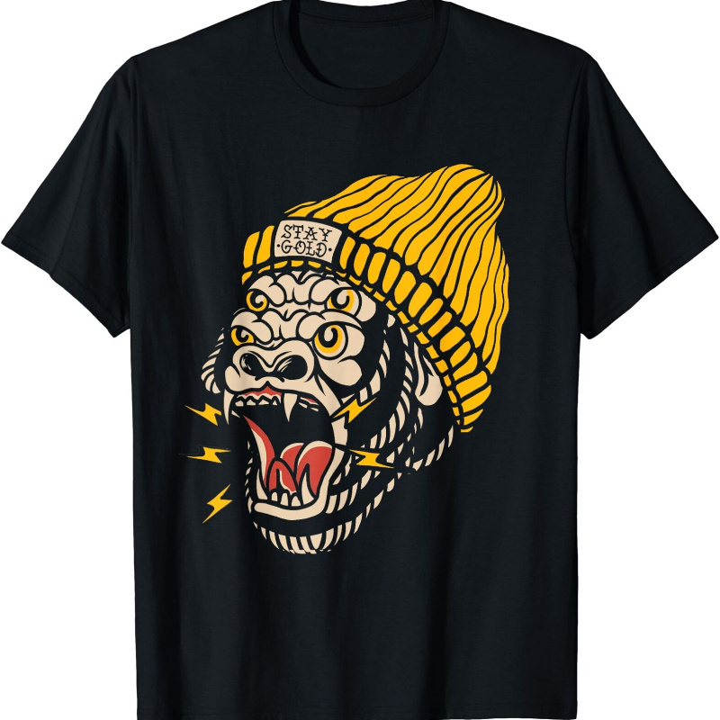 

Gorilla Flash Old Traditional T-shirt, Soft Breathable Mens Print T-shirt Cotton