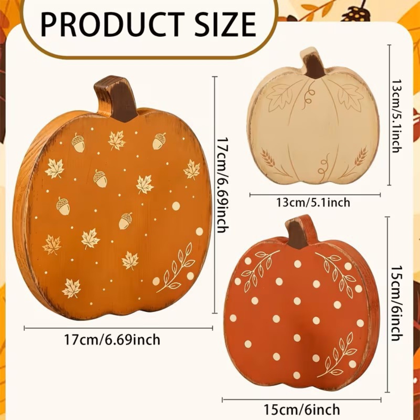 Image of For Home Fall Decorations, 3pcs Wooden Pumpkin Fall Decor, Autumn Thanksgiving Table Decorations, Tiered Tray, Mantel, Shelf, And Office