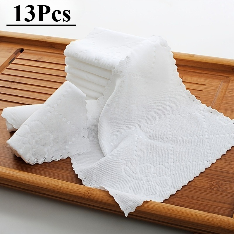 TEMU 13pcs White Printed Thick Towels | Hand Towels, Cleaning Cloths, Quick Drying And Absorbent, Preferred Thanksgiving Gift, Microfiber, Cartoon