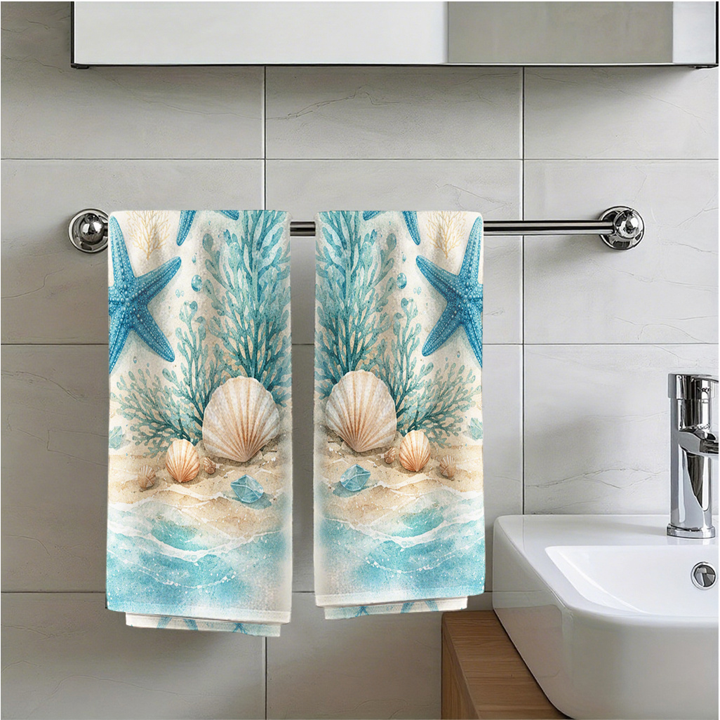 TEMU 2 chiffons à vaisselle imprimés sur le thème de l'océan, 2 pièces, chiffons spécifiques pour , 40 cm x 60 cm, chiffons de nettoyage