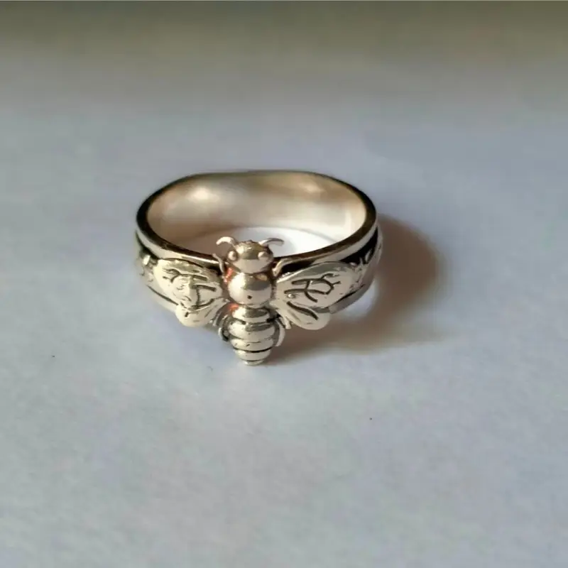 bee ring, spinner ring, anxiety ring, worry ring, designer ring, boho ring, texture ring, band ring, ring, gift for.., unusual rings for, for teenager Product details 4