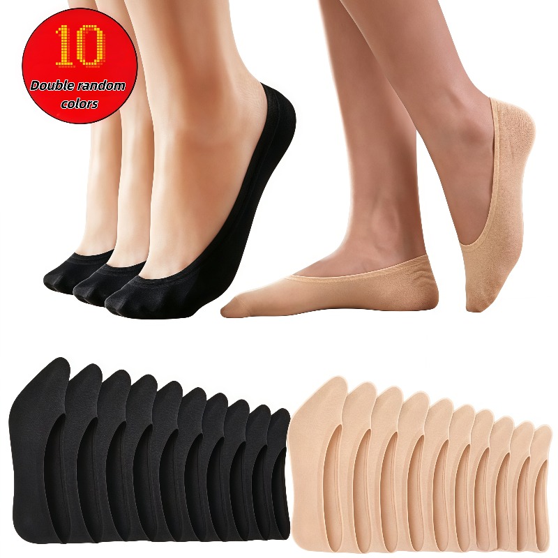 TEMU Lot de 10 paires de chaussettes de cheville unisexes, couleur aléatoire, haute élasticité et respirantes, douces pour et non étouffantes ;