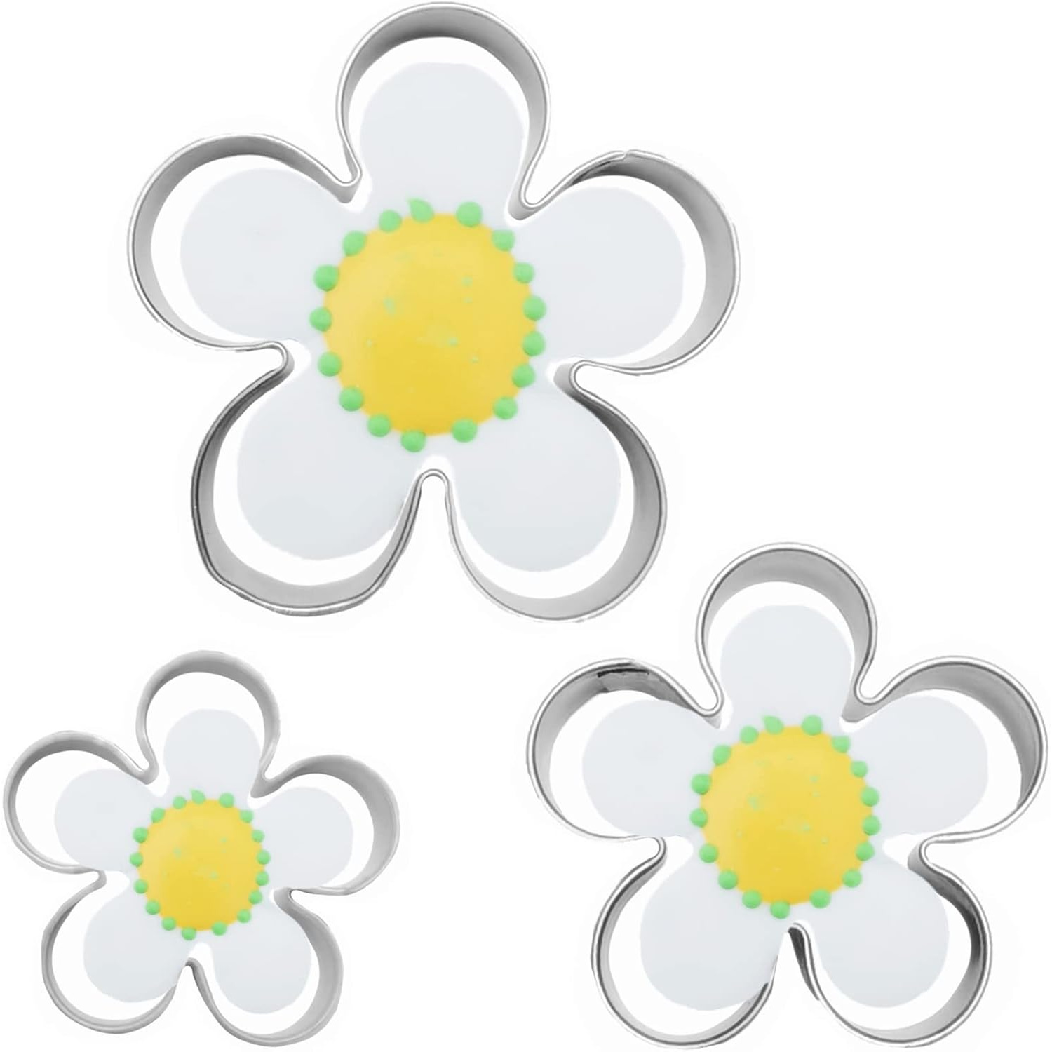 E-shop 3-tlg. blütenförmiges Ausstechformen-Set, 430 Edelstahl Rosenblütenblatt-Zuckergussform, Gebäck-Plätzchen-Back- Knetform, geeignet für Ostern,