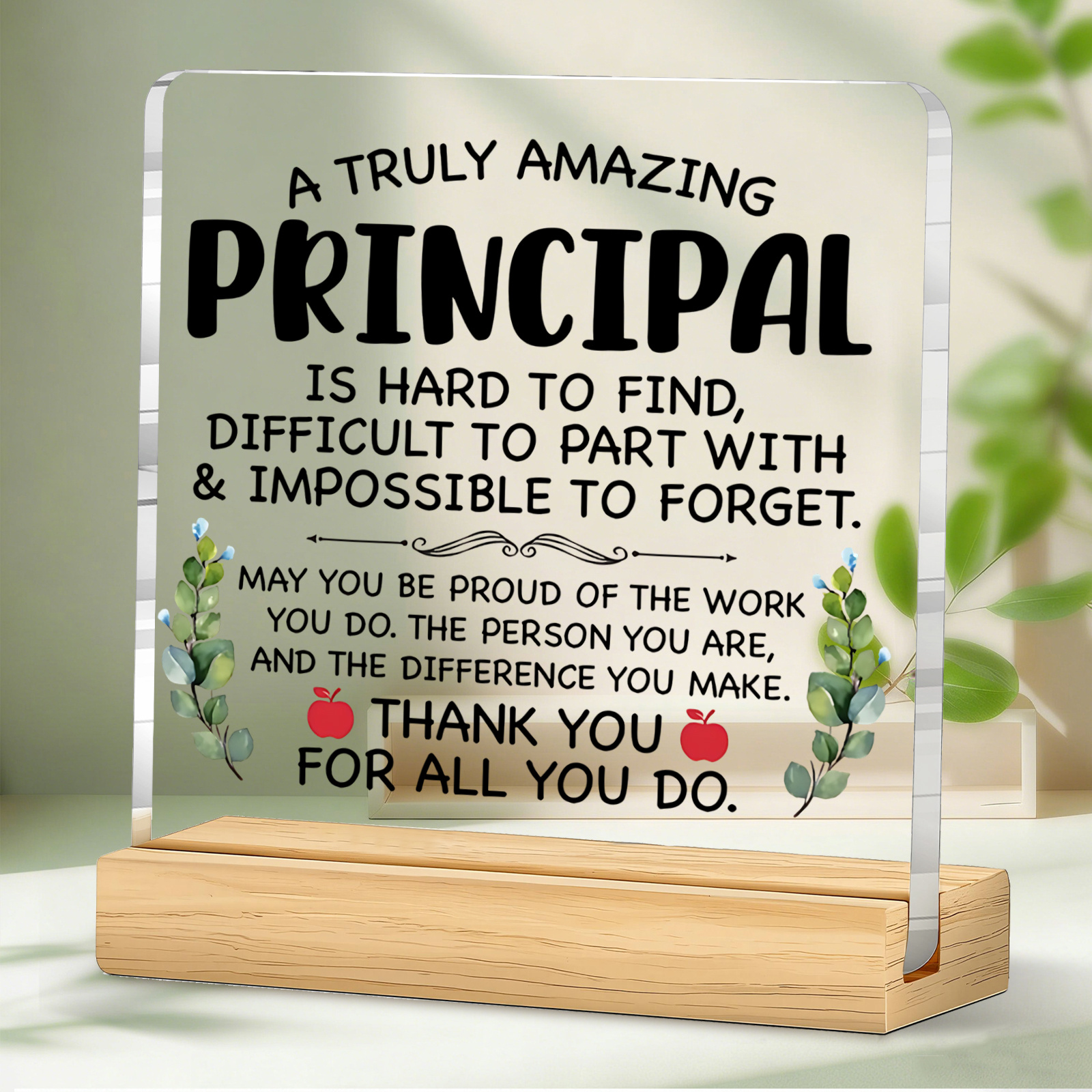 TEMU 2d Flat, 1pc Single Piece Acrylic Plaque "a Principal" Thank You Gift Suitable For School Office Decor, Principal Retirement Farewell Present,