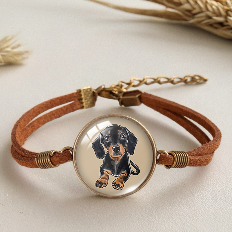 TEMU 1pc Dachshund Dog Brown Bracelet Men Fashion Bracelets