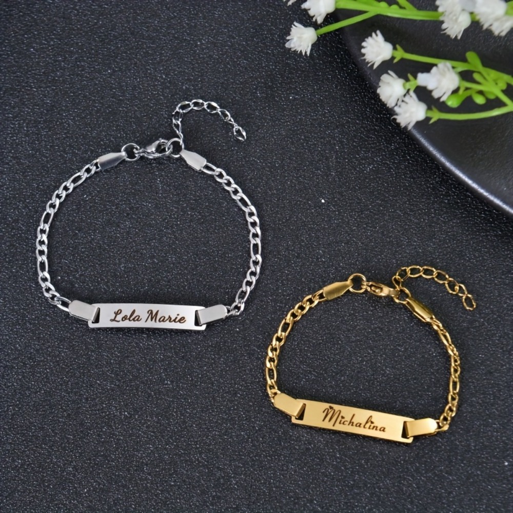 Personalized 201 Stainless Steel Name Bracelet — Custom Gift for Her