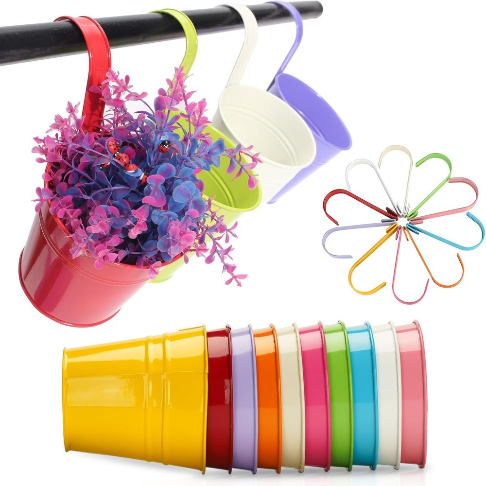 Set Of 10 Colorful Wrought Iron Hanging Planters For Balcony Home Decor European Country Style 8x10x10cm